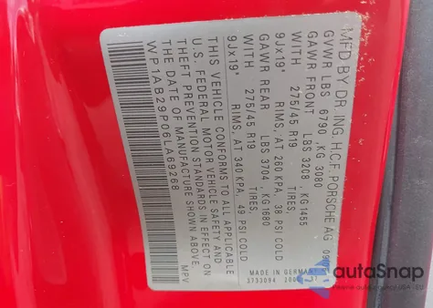 2006 Porsche Cayenne S/S Titanium Edition z USA, uszkodzony, nr VIN WP1AB29P06LA69268